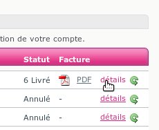 Cliquez sur détails de ma commande